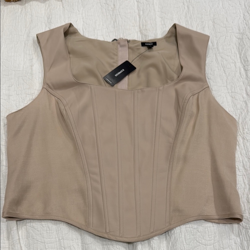 Express Tan Faux leather corset top